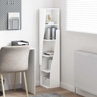 Produktbild för Hörnskåp Högblanka vita 27,5x27x140cm Konstruerat trä