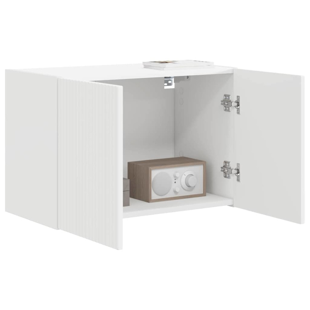 Produktbild för TV Vägghylla Väggmonterad Vit 59,5 x 31 x 40 cm Konstruerat trä