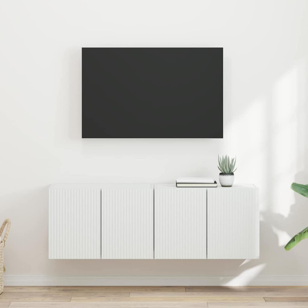 Produktbild för TV Vägghylla 2 pcs Vit 59,5 x 31 x 40 cm Konstruerat trä