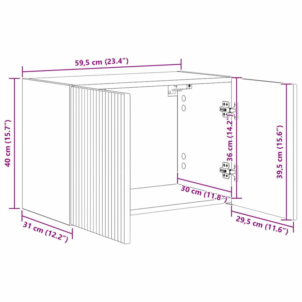 Produktbild för TV Vägghylla 2 pcs Vit 59,5 x 31 x 40 cm Konstruerat trä