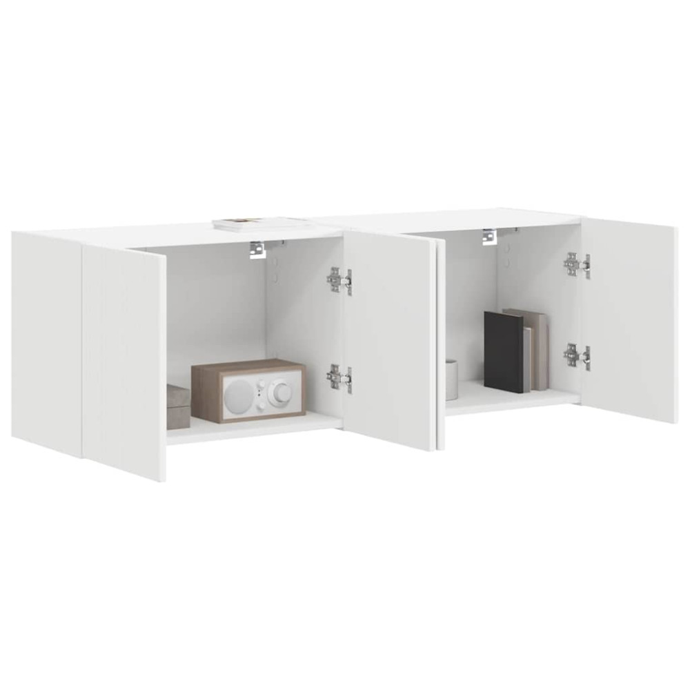 Produktbild för TV Vägghylla 2 pcs Vit 59,5 x 31 x 40 cm Konstruerat trä