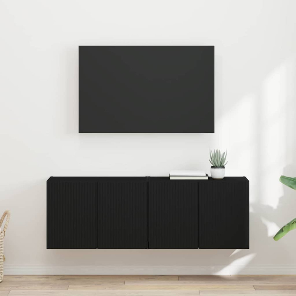 Produktbild för TV Vägghylla 2 pcs Svart 59,5 x 31 x 40 cm Konstruerat trä