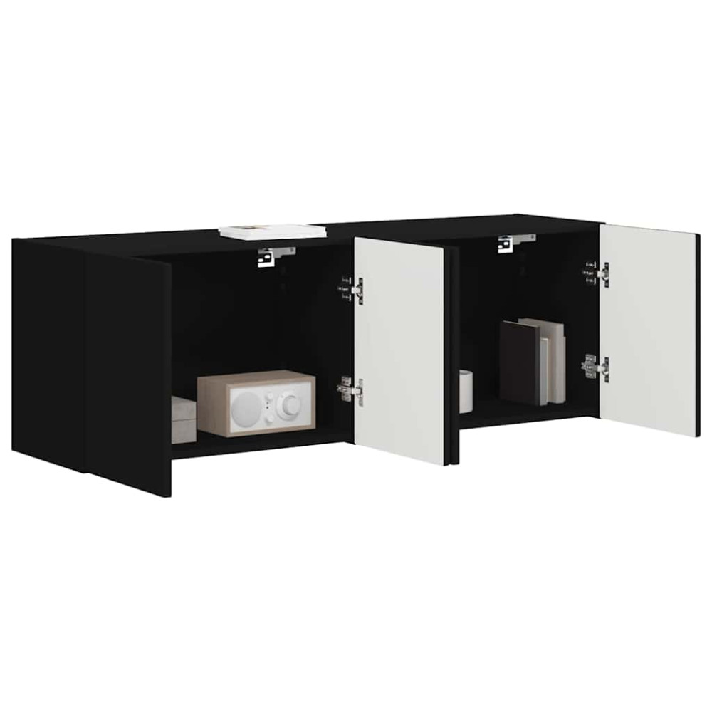 Produktbild för TV Vägghylla 2 pcs Svart 59,5 x 31 x 40 cm Konstruerat trä