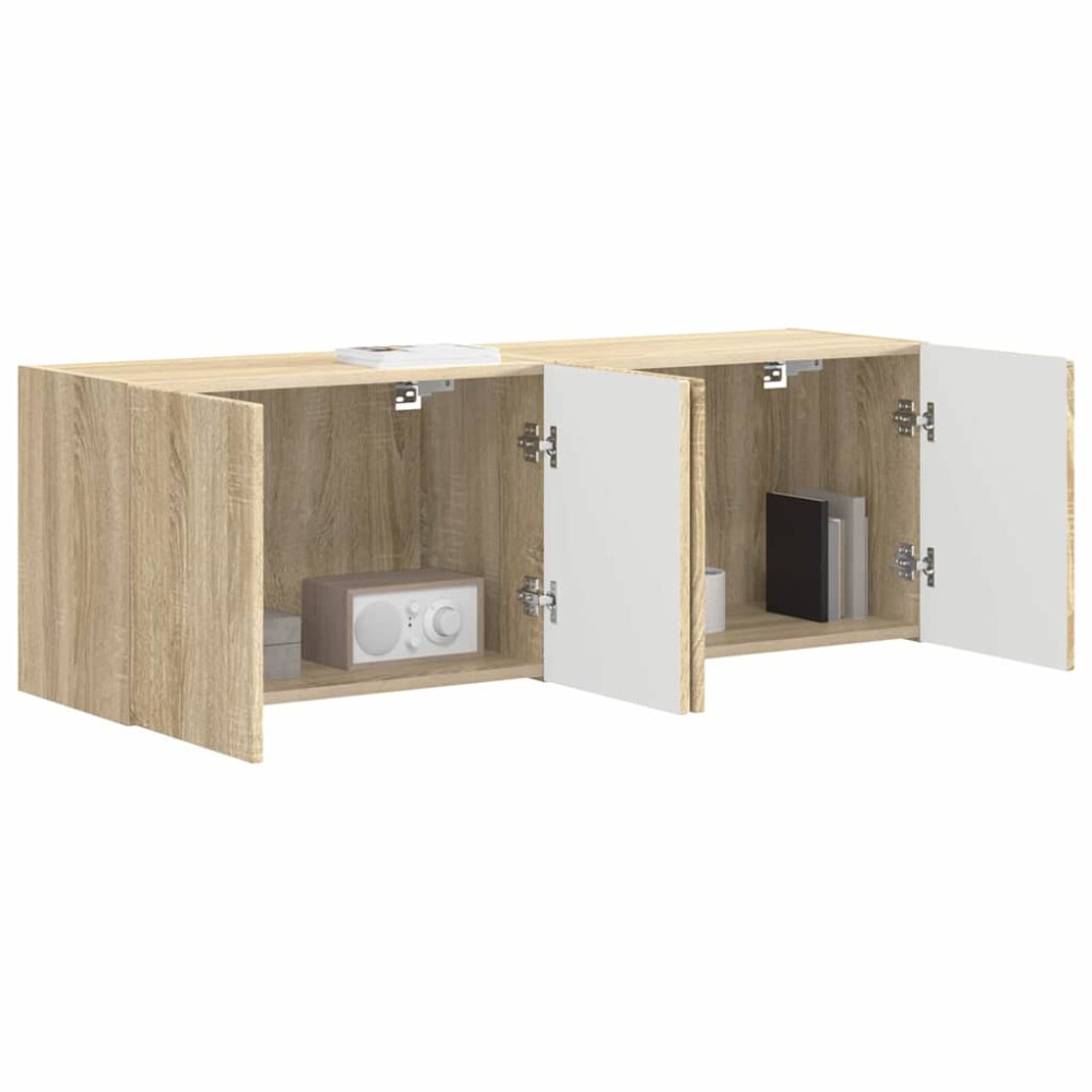 Produktbild för TV Vägghylla 2 pcs Sonoma-ek 59,5 x 31 x 40 cm Konstruerat trä