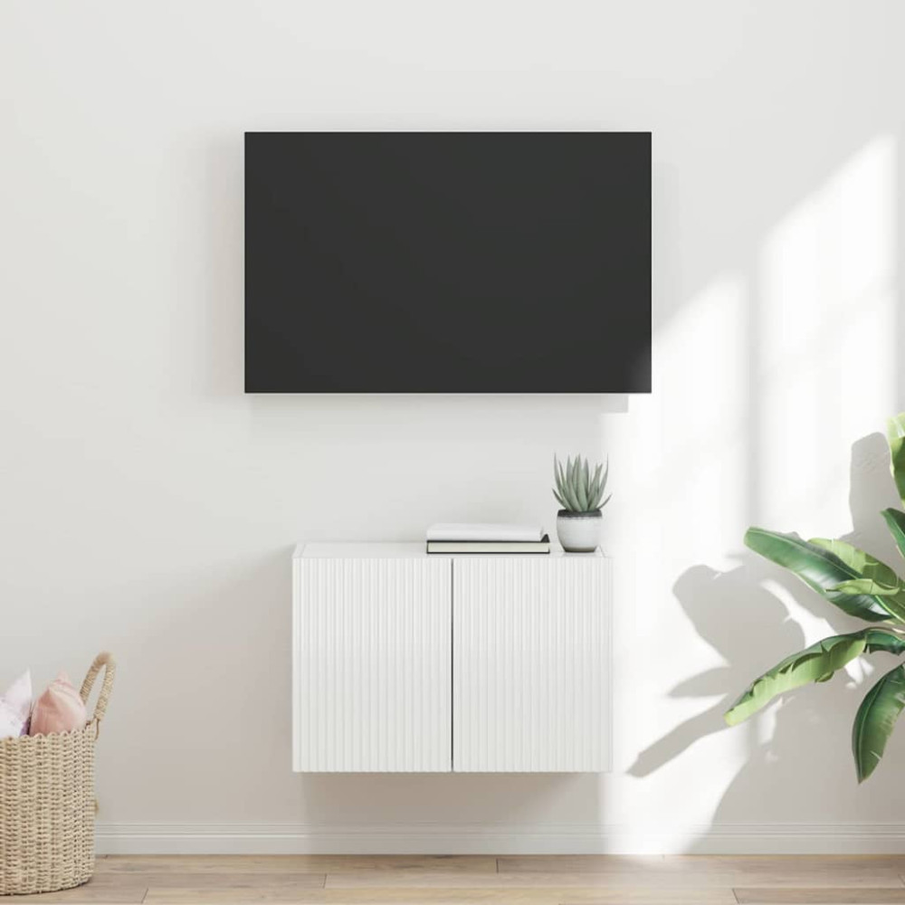 Produktbild för TV Vägghylla Högblanka vita 59,5 x 31 x 40 cm Konstruerat trä