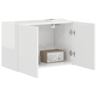 Produktbild för TV Vägghylla Högblanka vita 59,5 x 31 x 40 cm Konstruerat trä