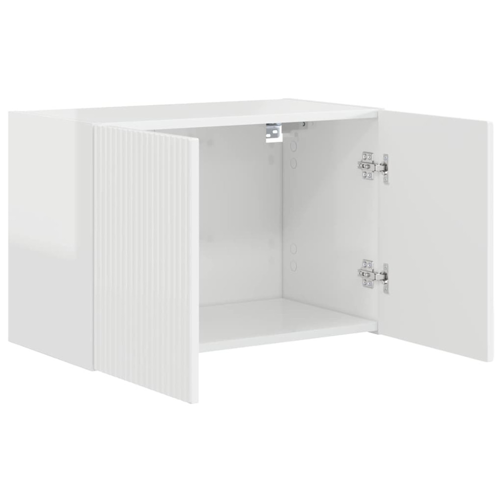 Produktbild för TV Vägghylla Högblanka vita 59,5 x 31 x 40 cm Konstruerat trä