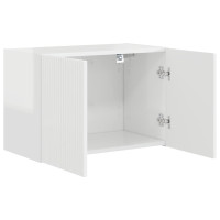 Produktbild för TV Vägghylla Högblanka vita 59,5 x 31 x 40 cm Konstruerat trä