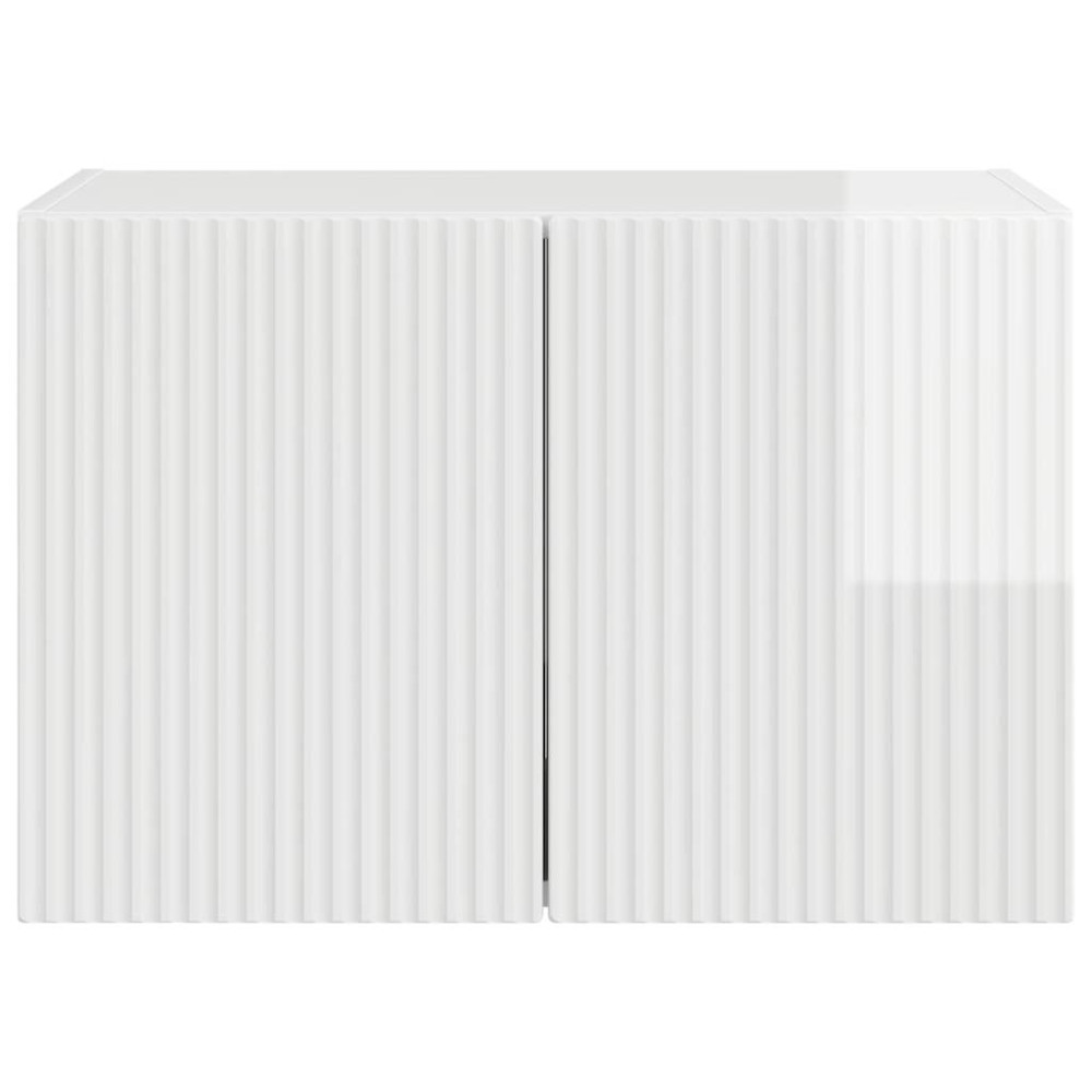 Produktbild för TV Vägghylla Högblanka vita 59,5 x 31 x 40 cm Konstruerat trä