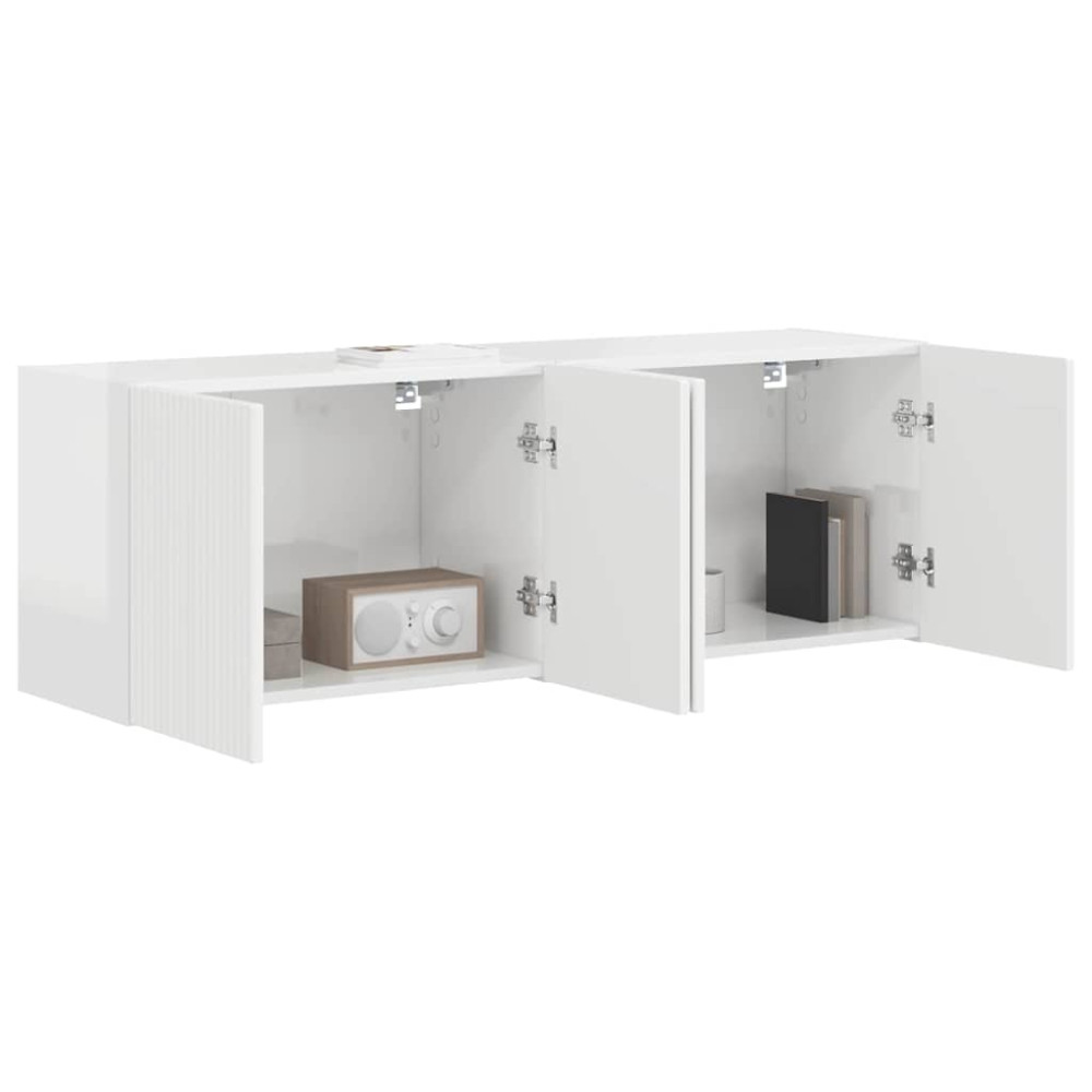 Produktbild för TV Vägghylla 2 pcs Högblanka vita 59,5 x 31 x 40 cm