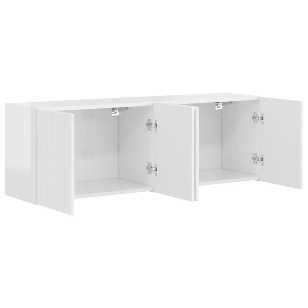 Produktbild för TV Vägghylla 2 pcs Högblanka vita 59,5 x 31 x 40 cm