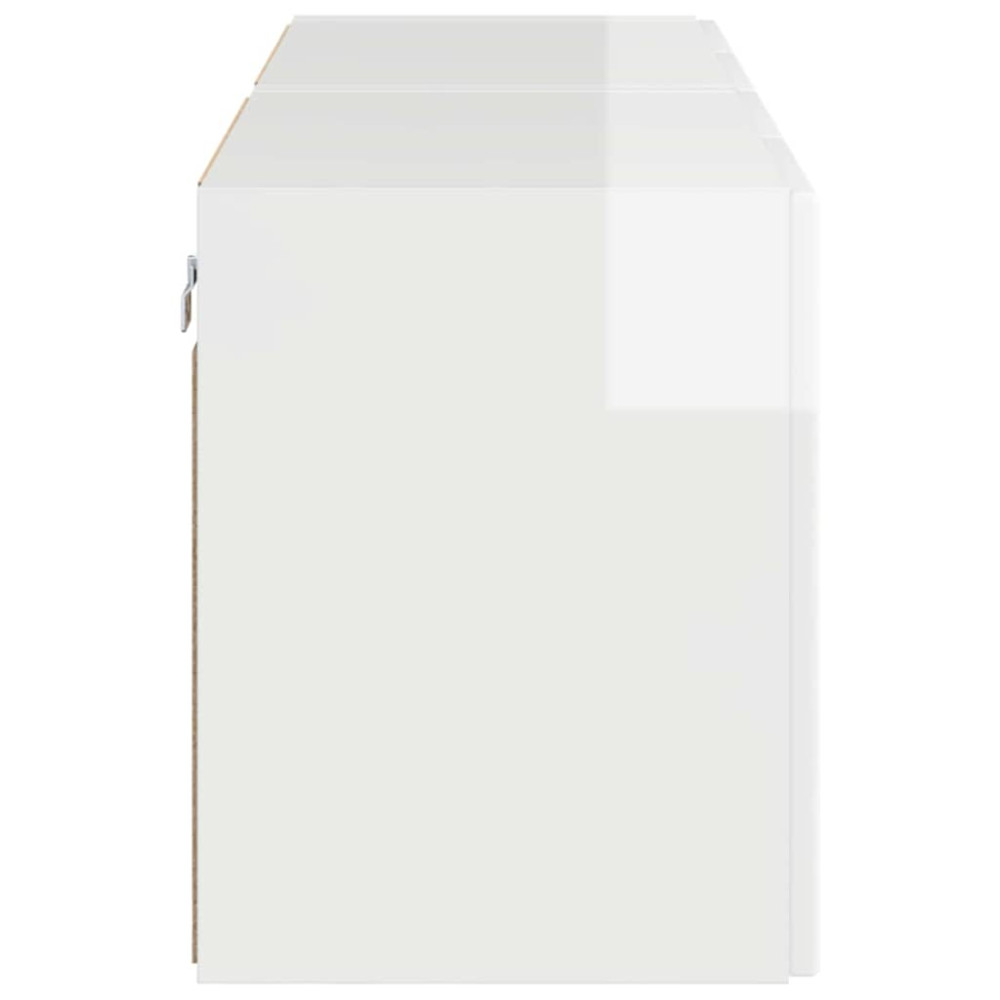 Produktbild för TV Vägghylla 2 pcs Högblanka vita 59,5 x 31 x 40 cm