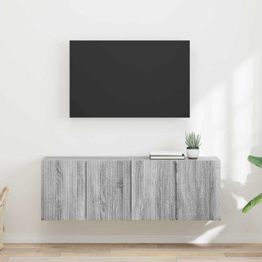 Produktbild för TV Vägghylla 2 pcs Grå Sonoma 59,5 x 31 x 40 cm Konstruerat trä