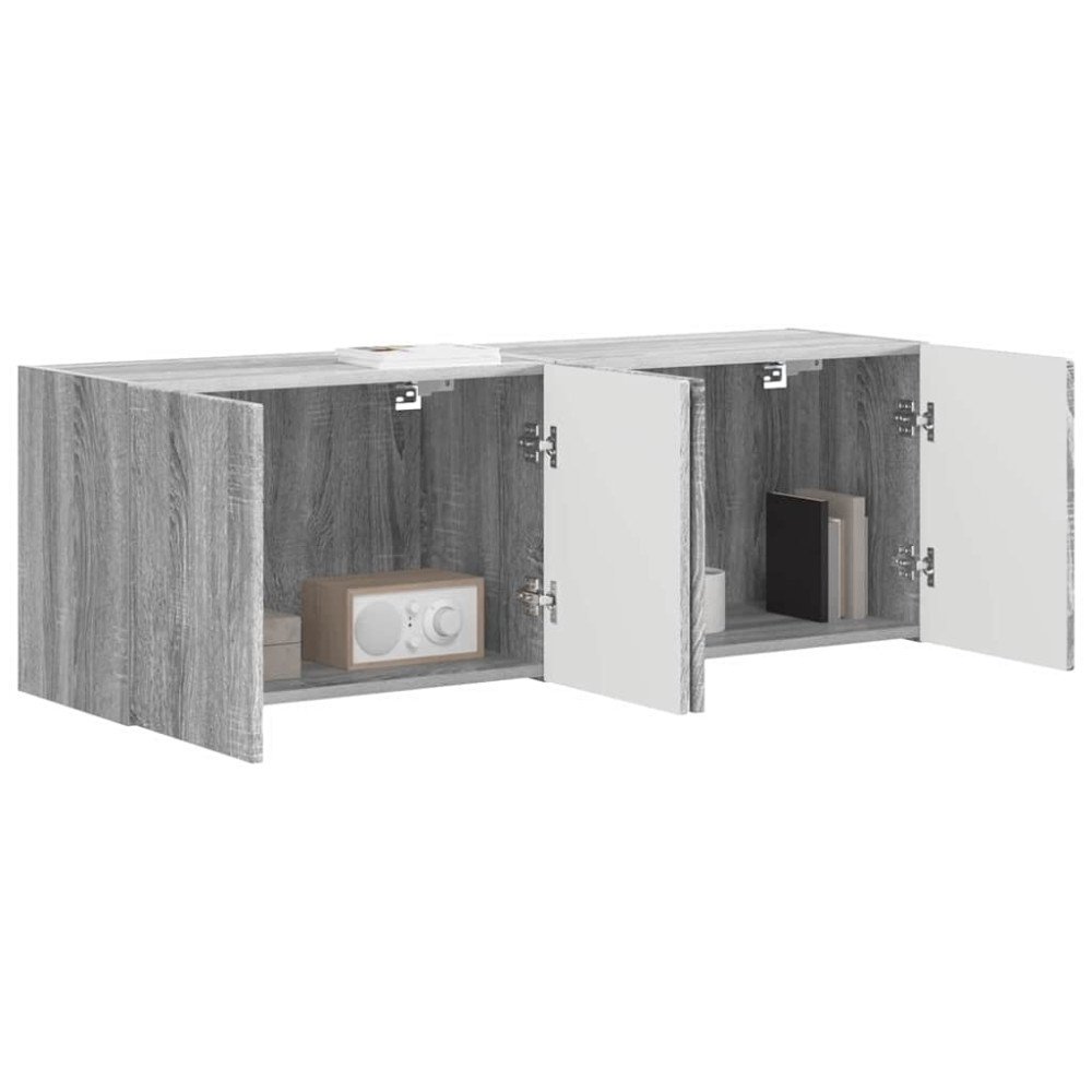 Produktbild för TV Vägghylla 2 pcs Grå Sonoma 59,5 x 31 x 40 cm Konstruerat trä