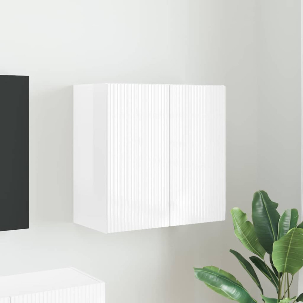 Produktbild för TV Vägghylla Högblanka vita 59,5 x 31 x 60 cm Konstruerat trä