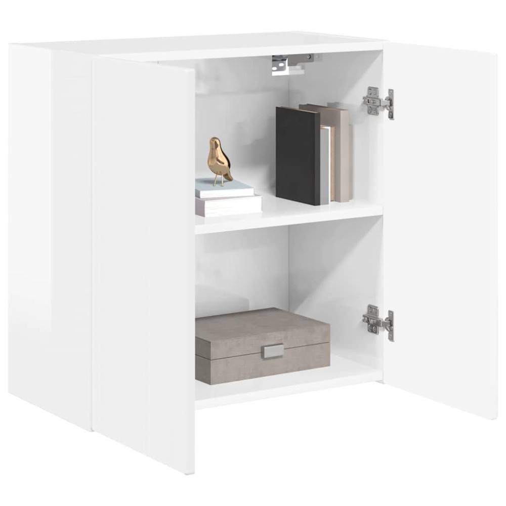 Produktbild för TV Vägghylla Högblanka vita 59,5 x 31 x 60 cm Konstruerat trä