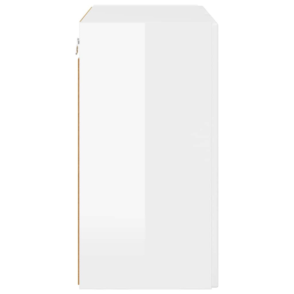 Produktbild för TV Vägghylla Högblanka vita 59,5 x 31 x 60 cm Konstruerat trä