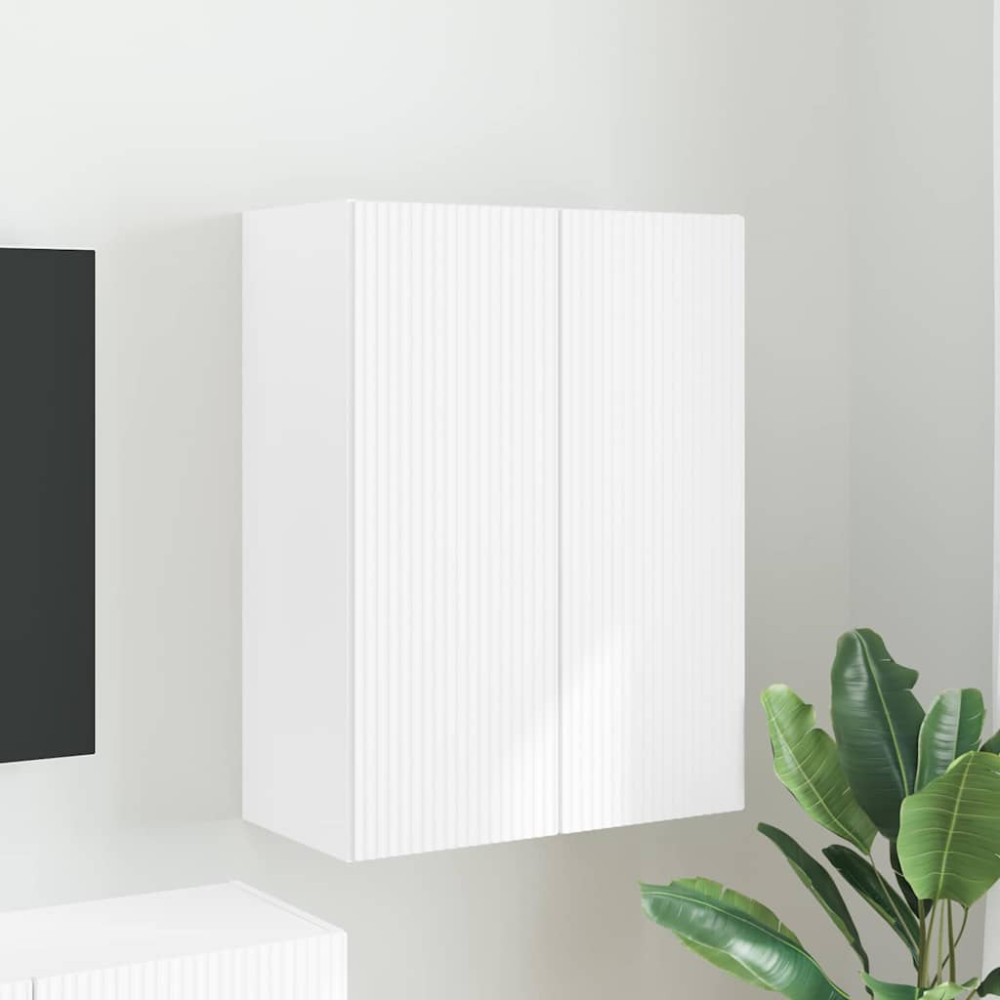 Produktbild för TV Vägghylla Väggmonterad Vit 59,5 x 31 x 80 cm Konstruerat trä