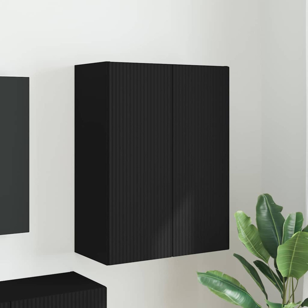 Produktbild för TV Vägghylla Svart 59,5 x 31 x 80 cm Konstruerat trä