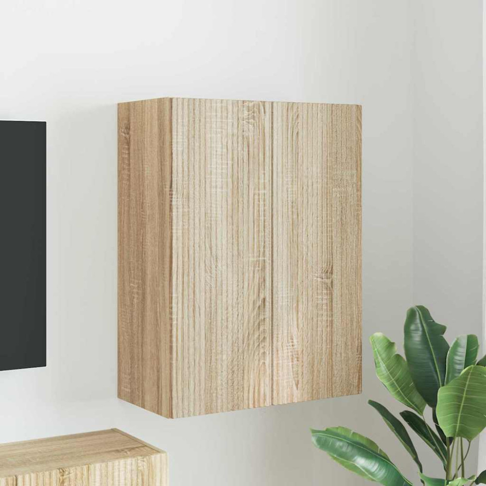 Produktbild för TV Vägghylla Sonoma-ek 59,5 x 31 x 80 cm Konstruerat trä