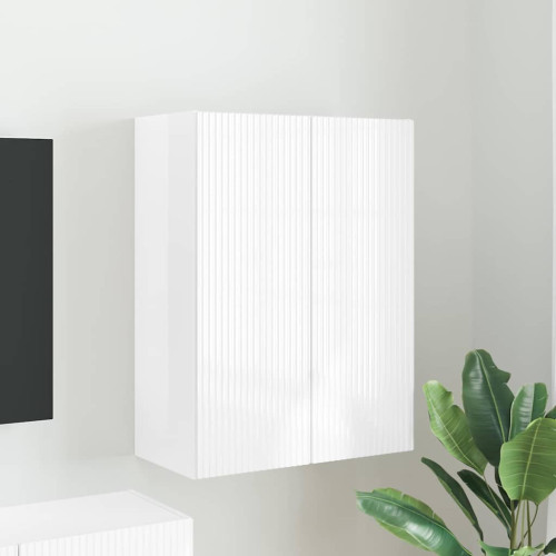 vidaXL TV Vägghylla Högblanka vita 59,5 x 31 x 80 cm Konstruerat trä