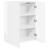 Produktbild för TV Vägghylla Högblanka vita 59,5 x 31 x 80 cm Konstruerat trä