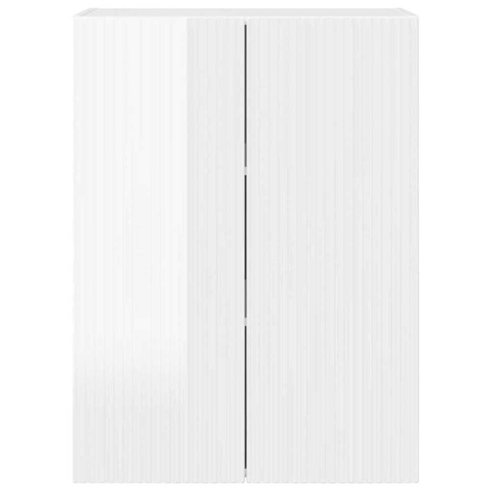 Produktbild för TV Vägghylla Högblanka vita 59,5 x 31 x 80 cm Konstruerat trä