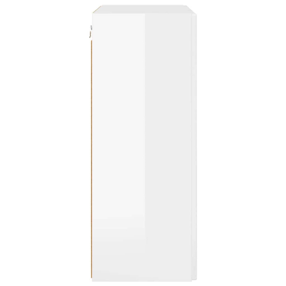 Produktbild för TV Vägghylla Högblanka vita 59,5 x 31 x 80 cm Konstruerat trä
