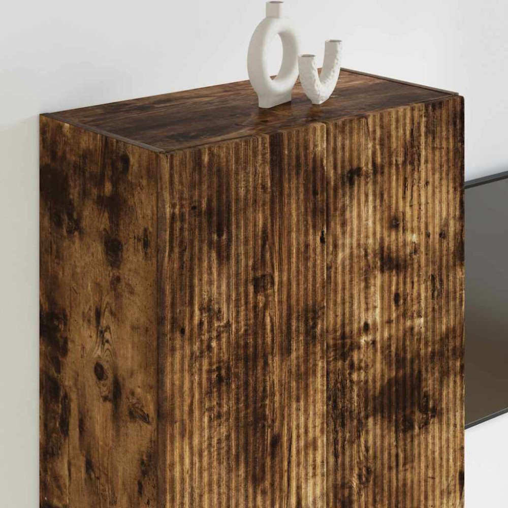 Produktbild för TV Vägghylla Rökt ek 59,5 x 31 x 80 cm Konstruerat trä