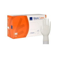 Produktbild för Undersökningshandske, ABENA Classic, M, natur, latex, puderf...
