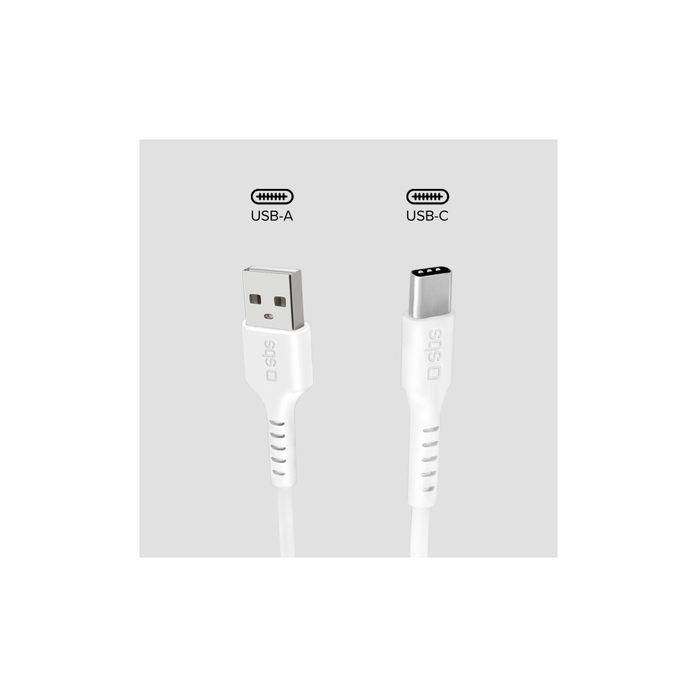 Produktbild för SBS TECABLEMICROC10W, 1 m, USB A, USB C, USB 2.0, 0,48 Gbit/...