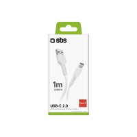 Produktbild för SBS TECABLEMICROC10W, 1 m, USB A, USB C, USB 2.0, 0,48 Gbit/...