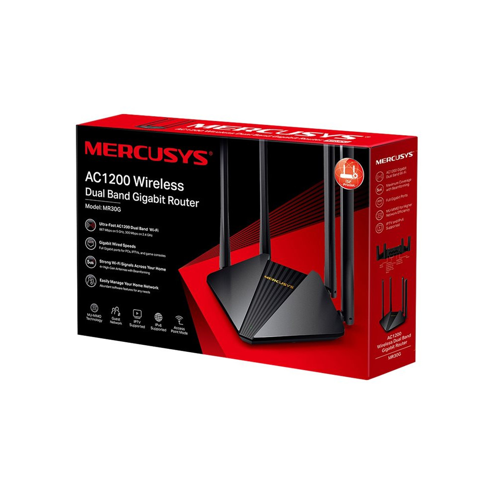 Produktbild för Mercusys MR30G V1 - trådlös router - Wi-Fi 5 - skrivbordsmodell