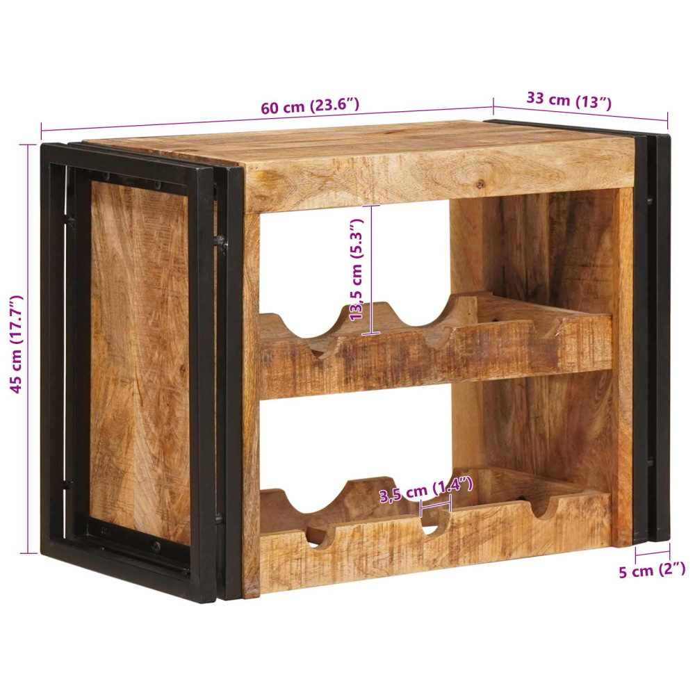 Produktbild för Vinställ Brun 60 x 45 x 33 cm Solid Grov Mangoträ