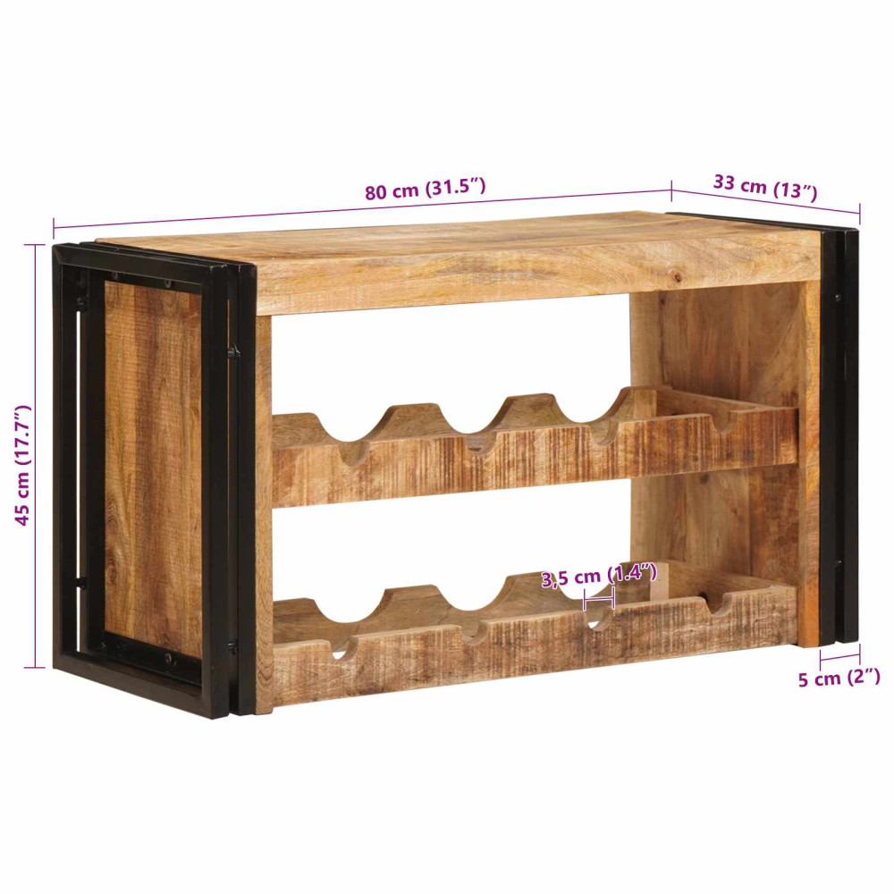 Produktbild för Vinställ Brun 80 x 45 x 33 cm Solid Grov Mangoträ