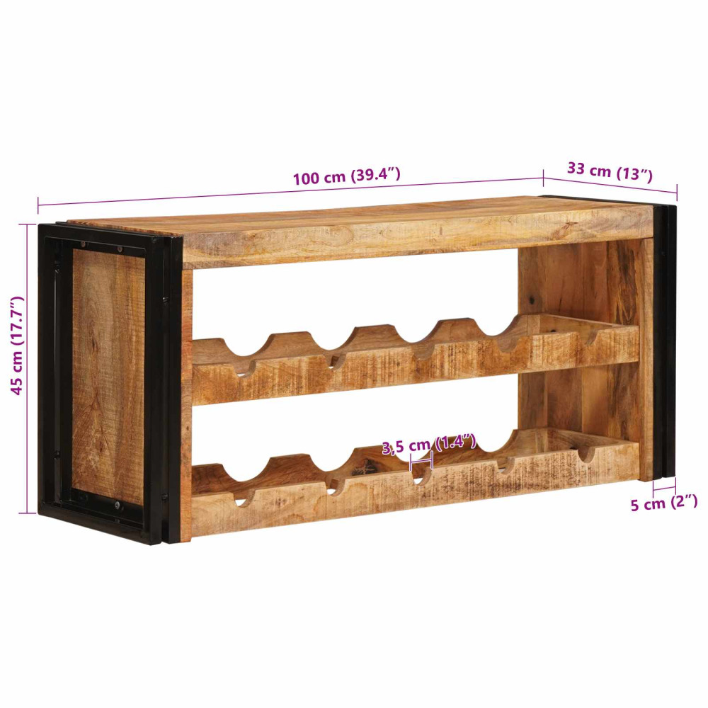 Produktbild för Vinställ Brun 100 x 45 x 33 cm Solid Grov Mangoträ