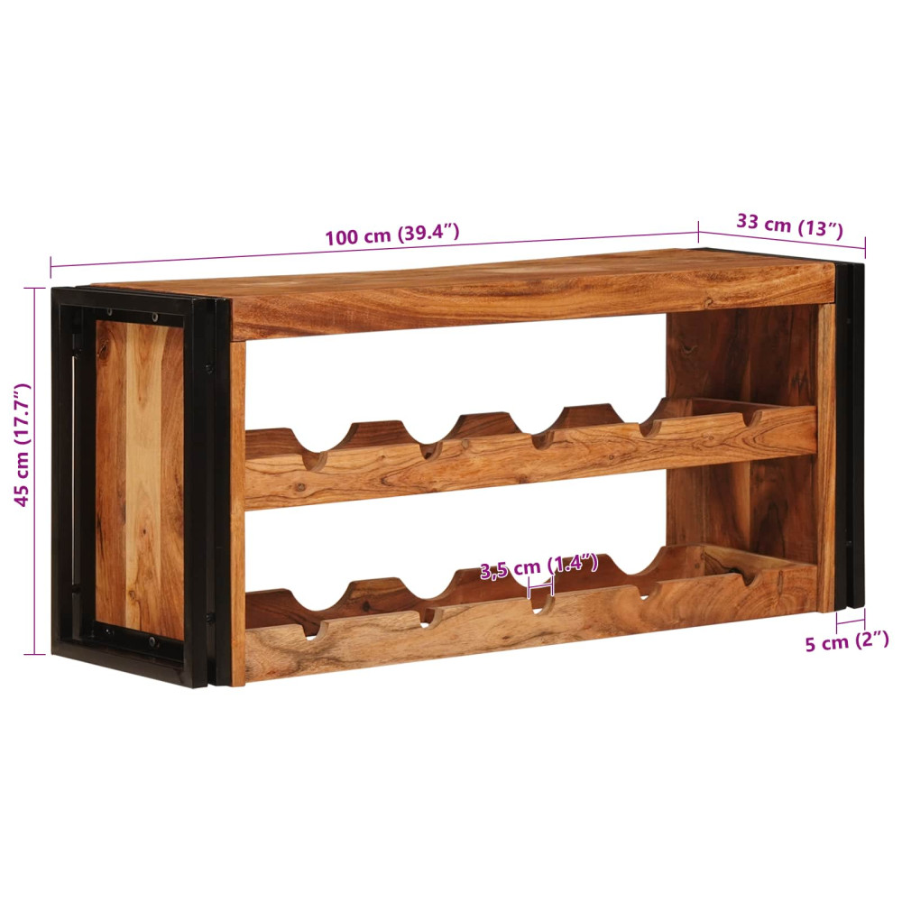 Produktbild för Vinställ Brun 100 x 45 x 33 cm Massivt Akaciaträ