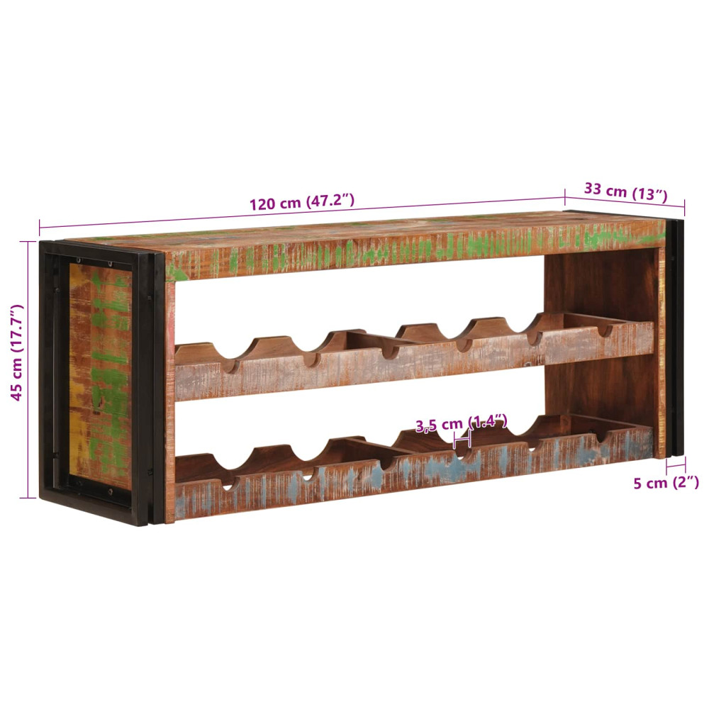 Produktbild för Vinställ Brun 120 x 45 x 33 cm Massivt återvunnet trä