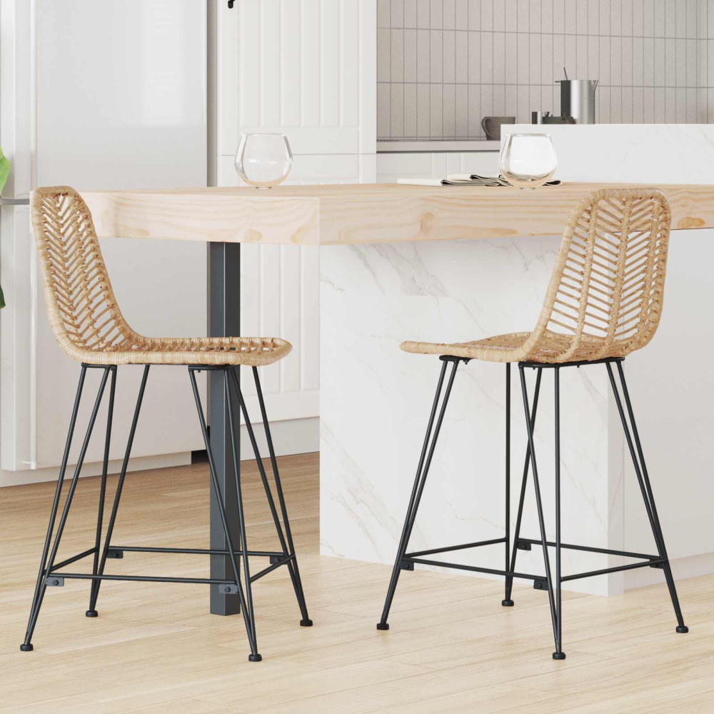 Produktbild för Barstol 2 pcs 44,5 x 54,5 x 97,5 cm Rattan och Järn