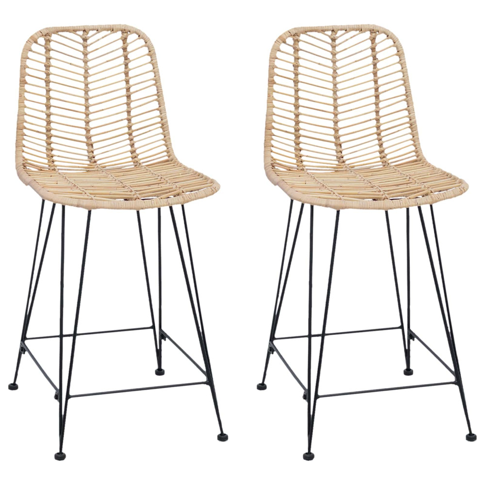 Produktbild för Barstol 2 pcs 44,5 x 54,5 x 97,5 cm Rattan och Järn