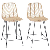 Produktbild för Barstol 2 pcs 44,5 x 54,5 x 97,5 cm Rattan och Järn