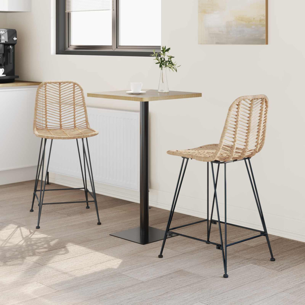 Produktbild för Barstol 2 pcs 44,5 x 54,5 x 97,5 cm Rattan och Järn