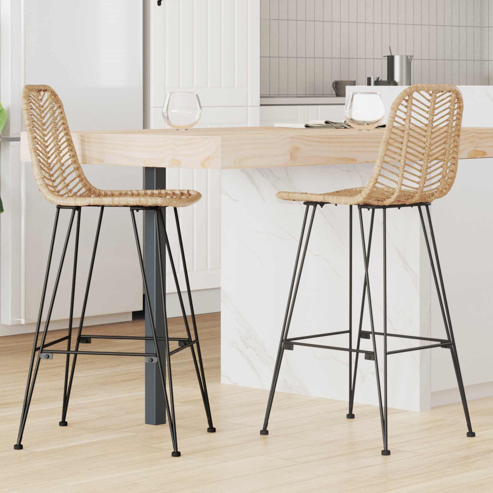Produktbild för Barstol 2 pcs 44 x 52 x 111 cm Rattan och Järn