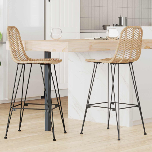 vidaXL Barstol 2 pcs 44 x 52 x 111 cm Rattan och Järn