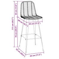 Produktbild för Barstol 2 pcs 44 x 52 x 111 cm Rattan och Järn