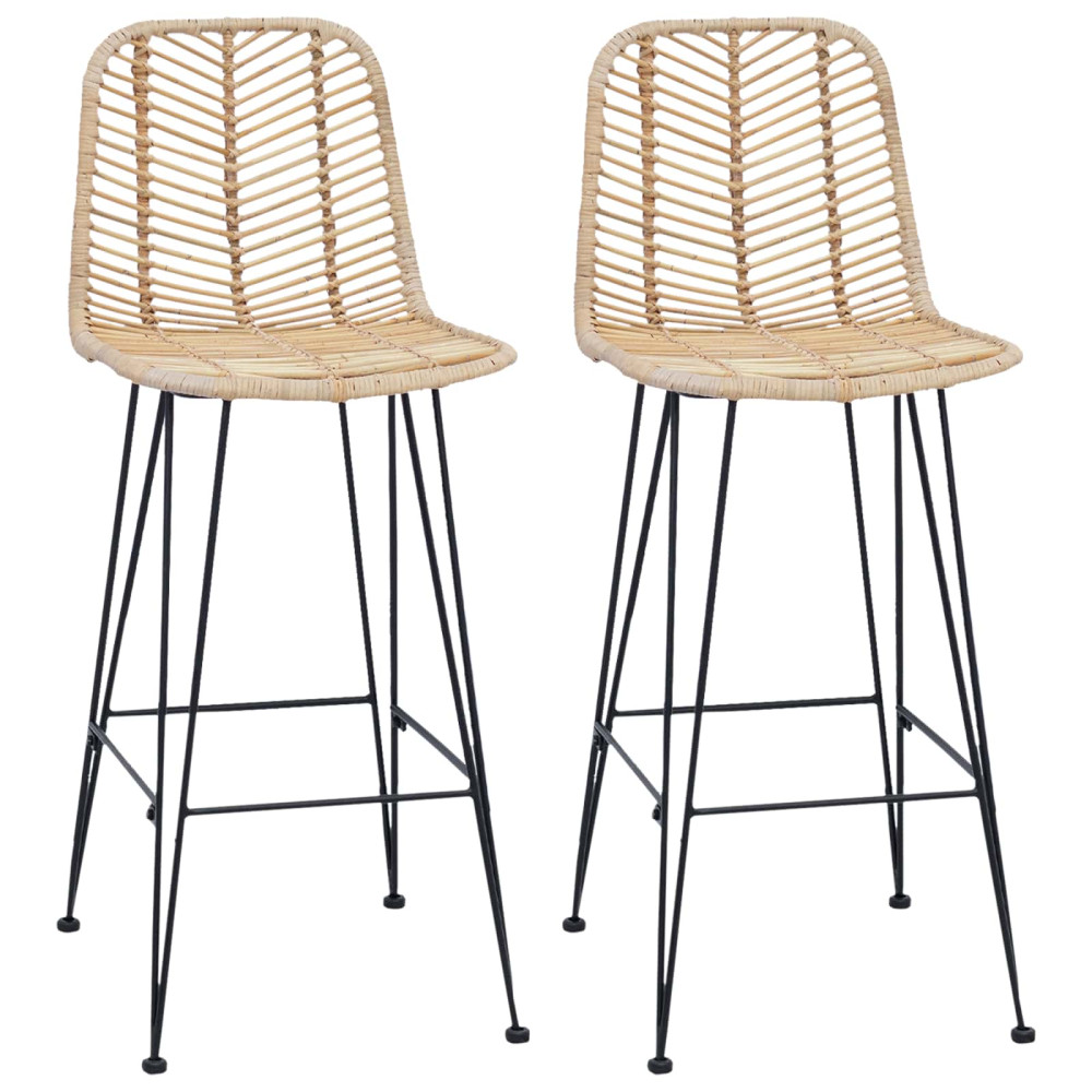 Produktbild för Barstol 2 pcs 44 x 52 x 111 cm Rattan och Järn