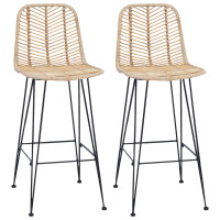 Produktbild för Barstol 2 pcs 44 x 52 x 111 cm Rattan och Järn