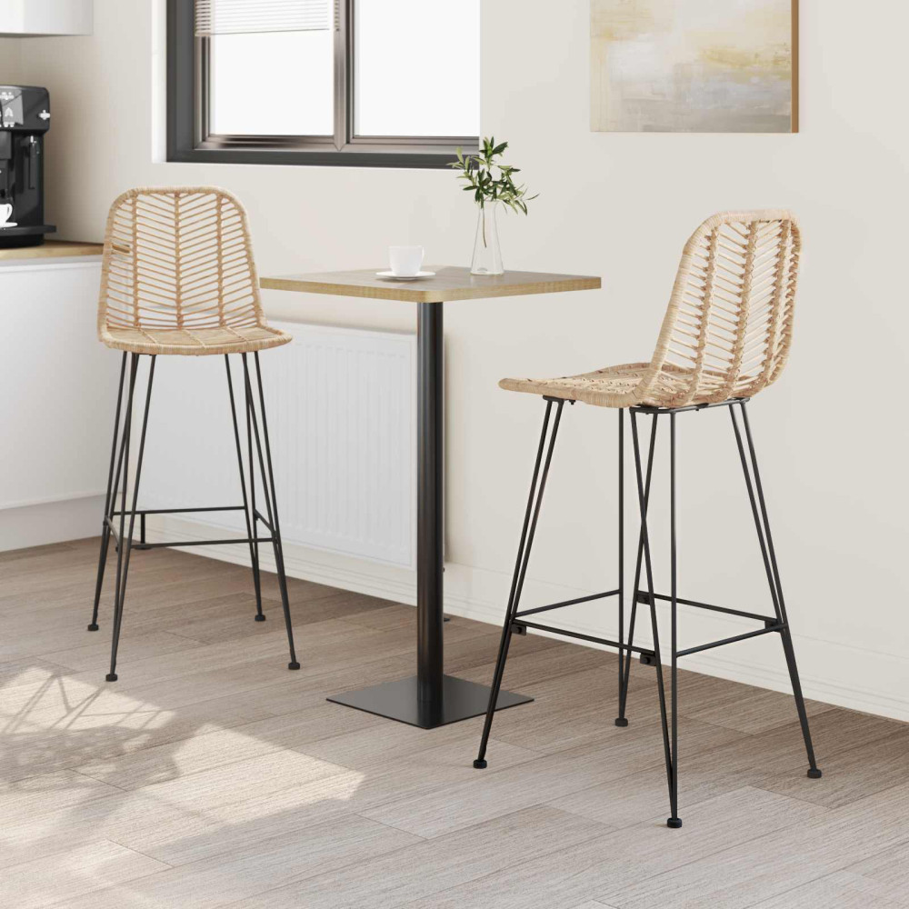 Produktbild för Barstol 2 pcs 44 x 52 x 111 cm Rattan och Järn