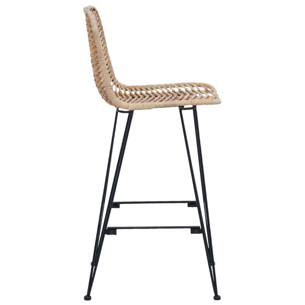 Produktbild för Barstol 2 pcs 44 x 52 x 111 cm Rattan och Järn