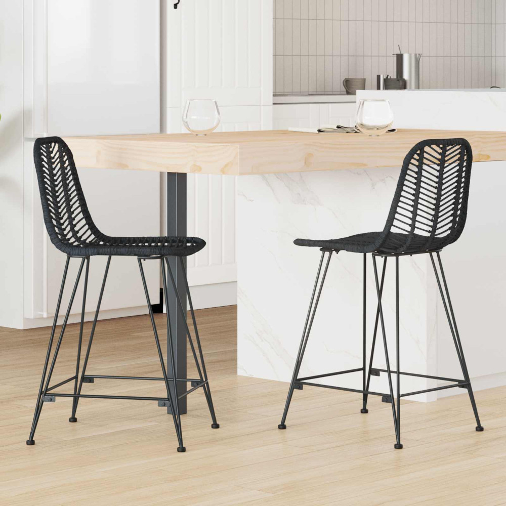 Produktbild för Barstol 2 pcs 44,5 x 54,5 x 97,5 cm Rattan och Järn